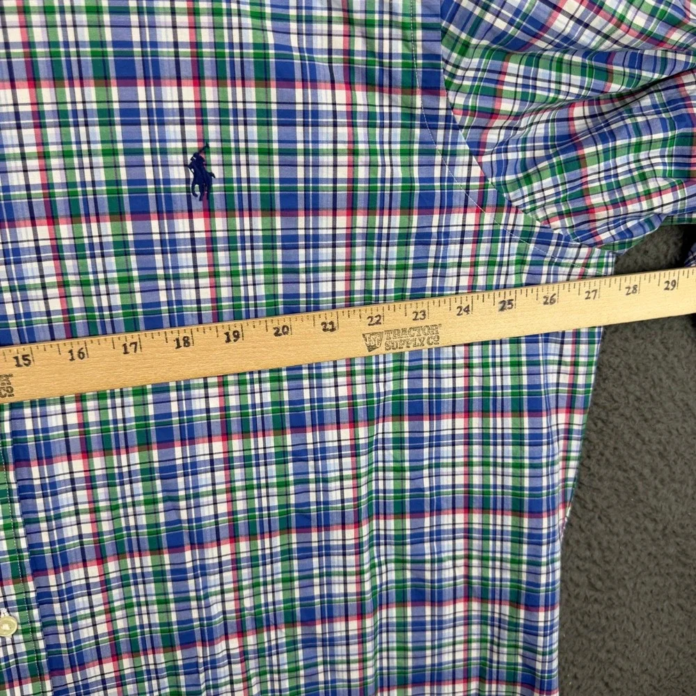 Polo Ralph Lauren Mens XXL Classic Fit Plaid Button Down Shirt Blue Green Red